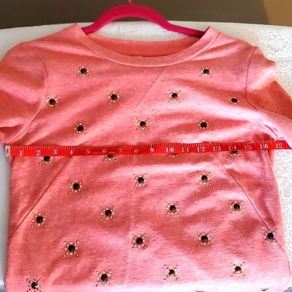 Xhilaration sweatshirt size M peach pink stars‎ long sleeve top starburst gems - Picture 5 of 8